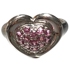 925 Sterling Silver Morganite Heart Ring Love Valentines Signed KN Size 9